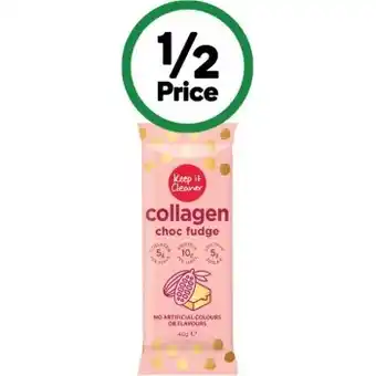 Woolworths Keep it cleaner collagen bar choc fudge 40g* offer