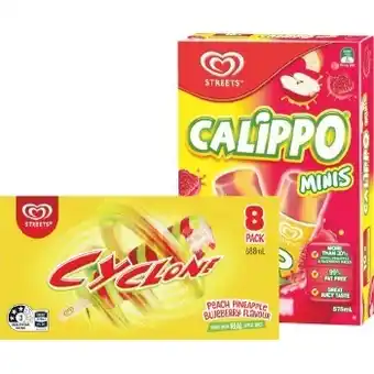 Woolworths Streets cyclone or mini calippo 575-688ml pk 8-10 offer