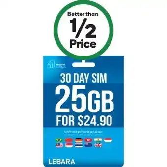 Woolworths Lebara $24.90 starter kit xs~ offer