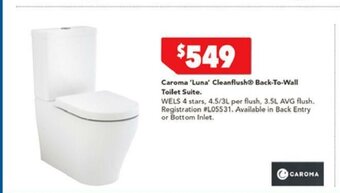 Harvey Norman Caroma 'Luna' Cleanflush Back-to-Wall Toilet Suite offer