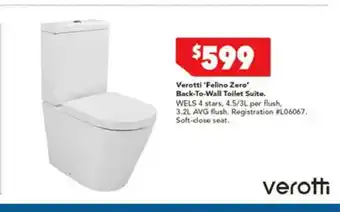 Verotti 'Felino Zero' Back-To-Wall Toilet Suite
