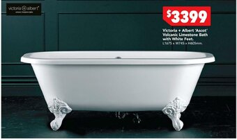 Harvey Norman Victoria + Albert 'Ascot' Volcanic Limestone Bath with White Feet offer