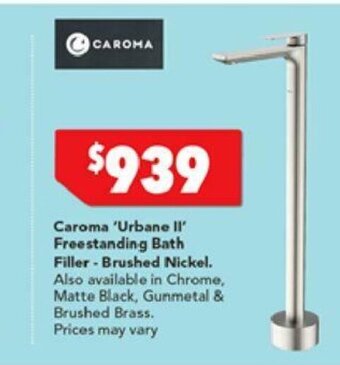 Harvey Norman Caroma 'Urbane II' Freestanding Bath Filler - Brushed Nickel offer