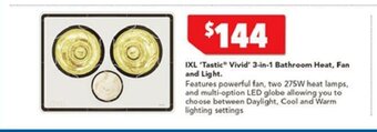 Harvey Norman IXL 'Tastic Vivid' 3-in-1 Bathroom Heat, Fan and Light offer