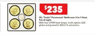 Harvey Norman IXL 'Tastic Paramount' Bathroom 3-in-1 Heat, Fan and Light offer