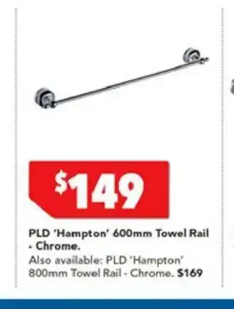 Harvey Norman PLD 'Hampton' 600mm Towel Rail - Chrome offer
