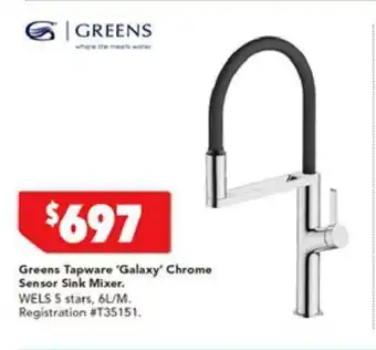 Harvey Norman Greens Tapware 'Galaxy' Chrome Sensor Sink Mixer offer