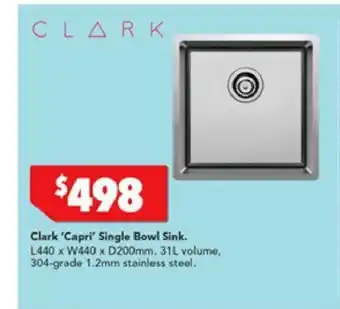 Clark 'Capri' Single Bowl Sink