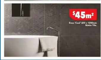 Harvey Norman Enzo 'Coal' 600 x 1200mm Matte Tile offer