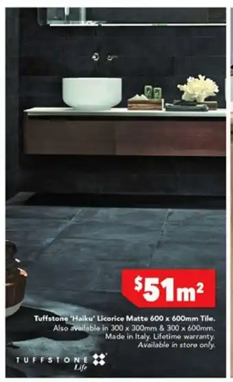 Harvey Norman Tuffstone 'Haiku' Licoruce Matte 600 x 600mm Tile offer