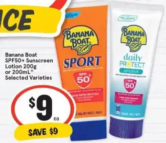 Banana boat SPF+ sunscreen lotion 200g or 200ml