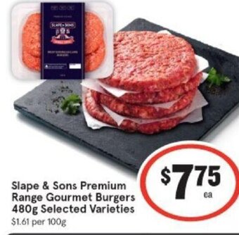 IGA Slape & sons premium range gourmet burgers 480g offer