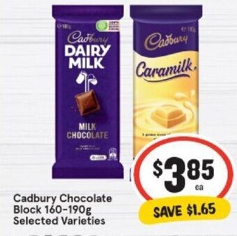 IGA Cadbury chocolate block 160-190g offer