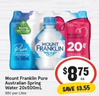 IGA Mount Franklin Pure Australian spring water 20x500ml offer