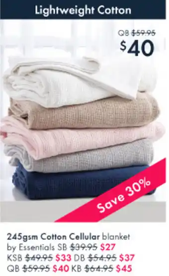 Pillow Talk 245gsm cotton cellular blanket offer