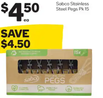 Woolworths Sabco stainless steel pegs pk 15 offer
