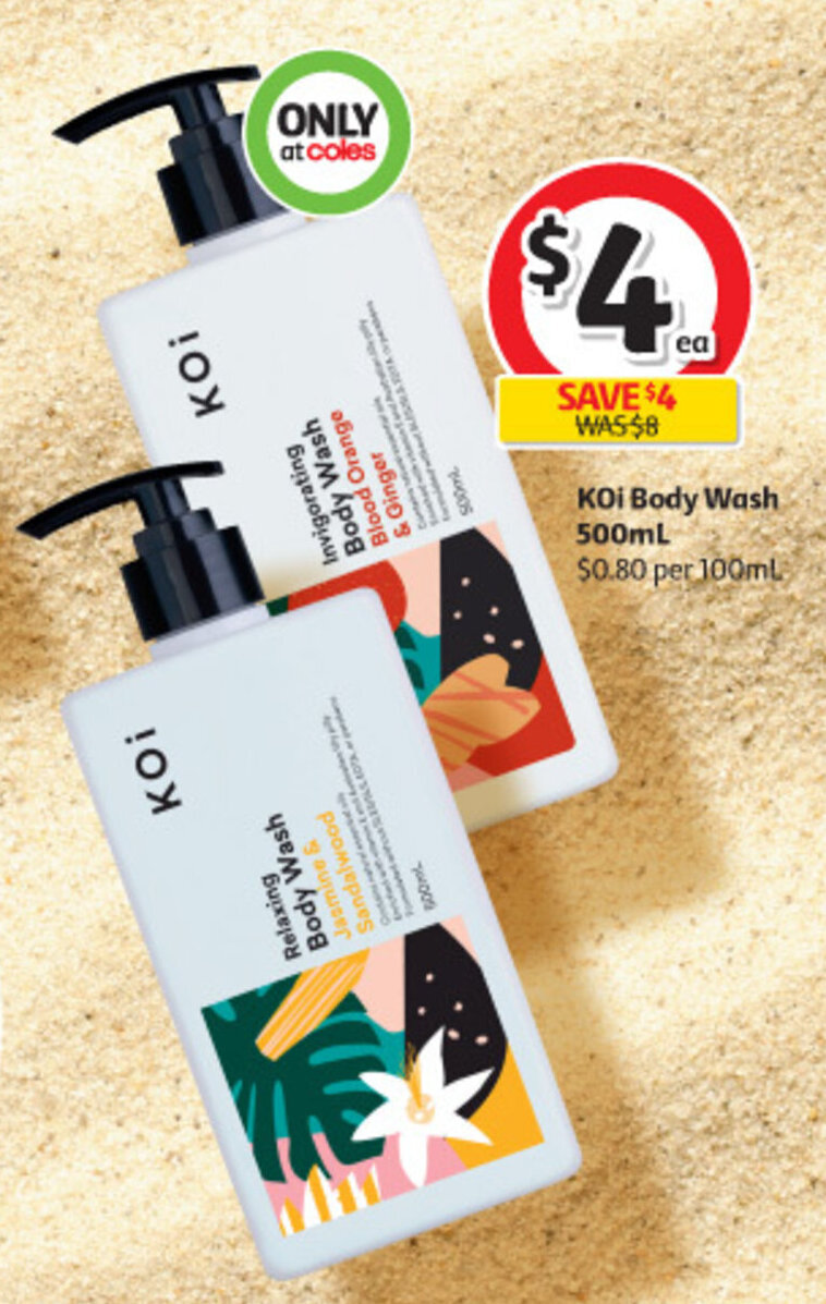 Koi body wash 500ml offer at Coles