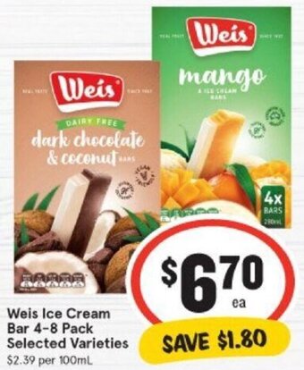 IGA Weis ice cream bar 4-8 pack offer