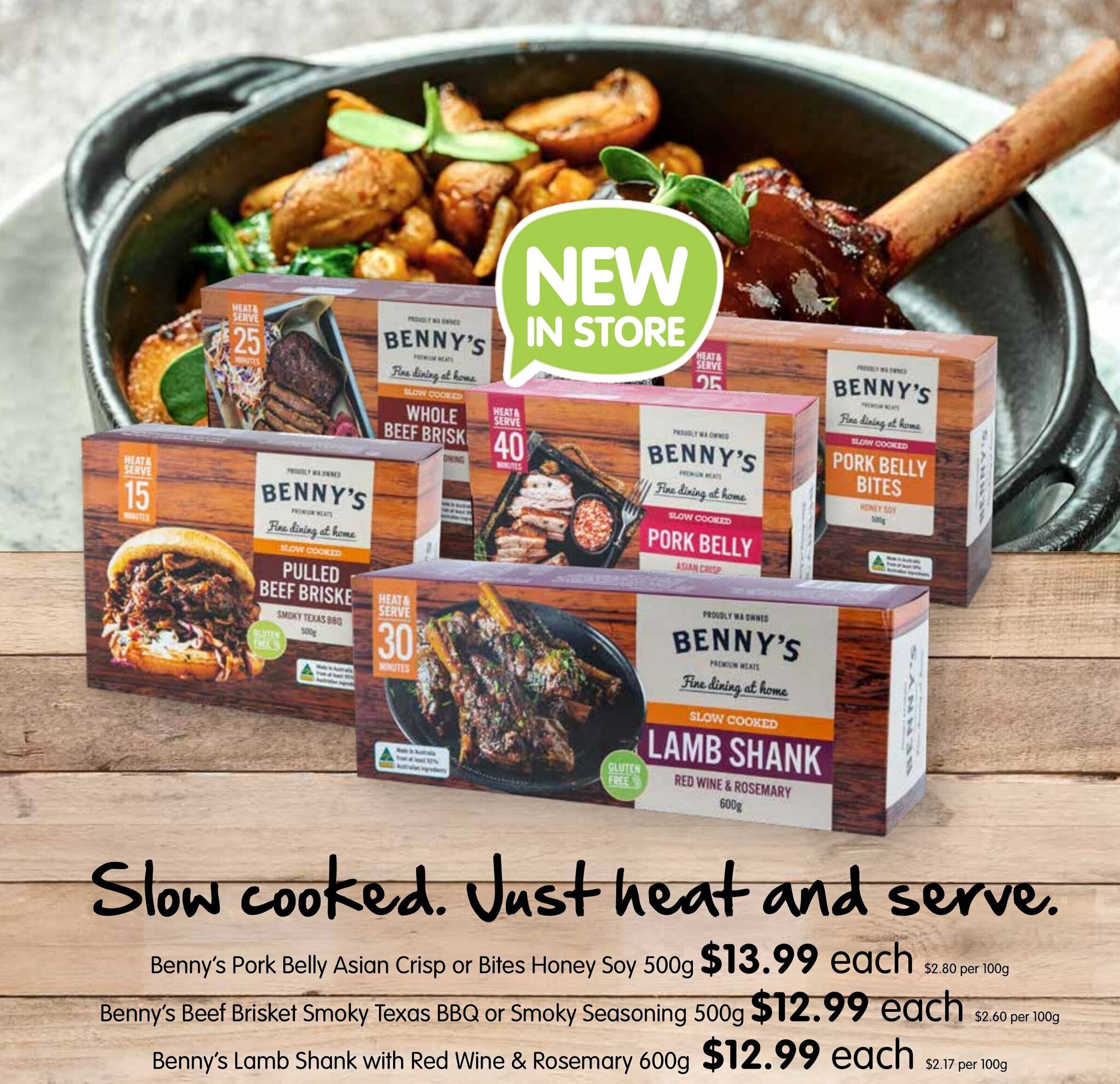 Benny's pork belly Asian crisp or bites honey soy 500g offer at Spudshed