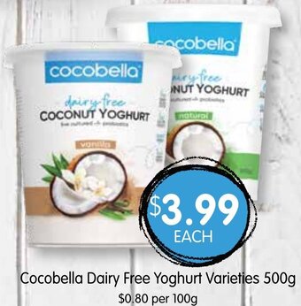Spudshed Cocobella dairy free yoghurt varieties 500g offer
