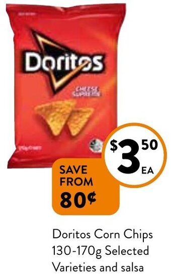 Foodworks Doritos corn chips 130-170g offer