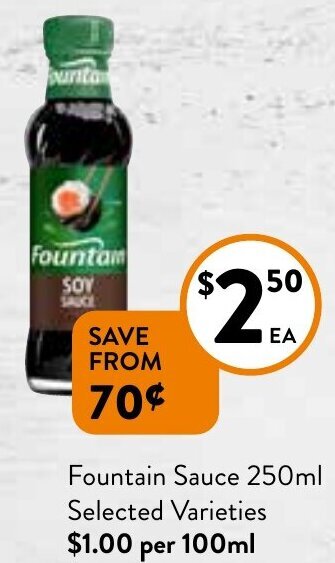 Foodworks Fountain sauce 250ml offer