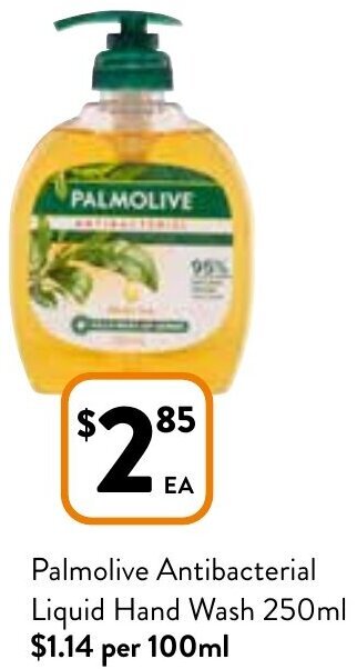 Foodworks Palmolive antibacterial liquid hand wash 250ml offer