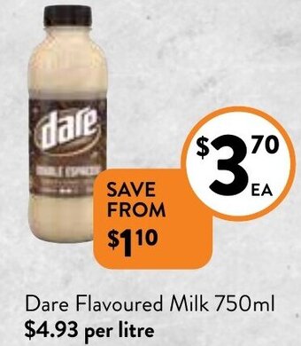 Foodworks Dare flavoured milk 750ml offer