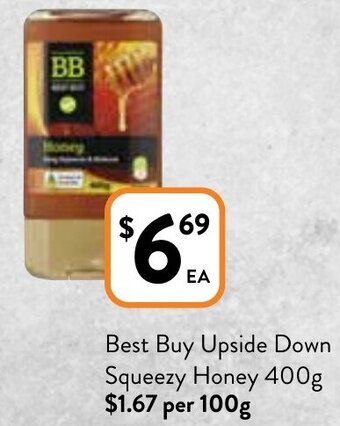 Foodworks Best buy upside down squeezy honey 400g offer