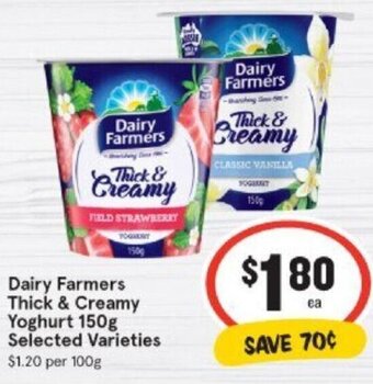 IGA Dairy farmers thick & creamy yoghurt 150g offer