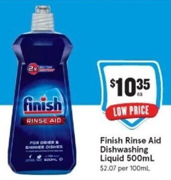 IGA Finish rinse aid dishwashing liquid 500ml offer