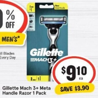 IGA Gillette mach 3+meta handle razor 1 pack offer