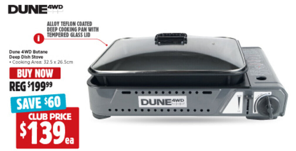 Dune 4WD Butane deep dish stove offer at Anaconda