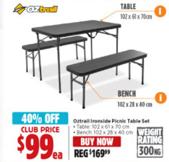 Anaconda Oztrail ironside picnic table set offer
