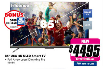 The Good Guys Hisense - 85" U8G 4K ULED Smart Tv - 85U8G offer