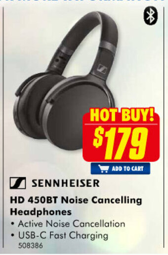 The Good Guys Sennheiser - HD 450BT Noise Cancelling Headphones - 508386 offer