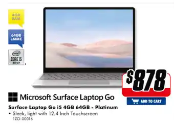 Microsoft Surface Laptop Go - Surface Laptop Go i5 4GB 64GB - Platinum - 1ZO-00016
