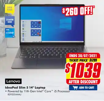 The Good Guys Lenovo - IdeaPad Slim 5 14" Laptop - 82FE0044AU offer