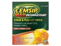Lemsip Max Decongestant Cold & Flu Honey & Ginger Hot Drink 10 Sachets
