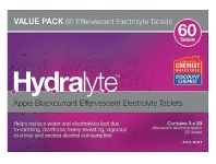 Chemist Warehouse Hydralyte Apple Blackcurrant Effervescent Electrolyte 60 Tablets offer