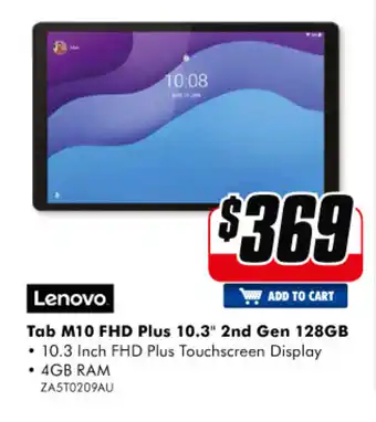 The Good Guys Lenovo - Tab M10 FHD Plus 10.3" 2nd Gen 128GB - ZA5T0209AU offer