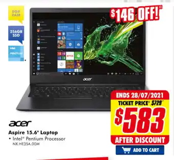 The Good Guys Acer - Aspire 15.6" Laptop - NX.HE3SA.00M offer