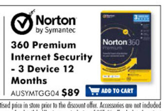 The Good Guys Norton 360 Premium Internet Security - 3 Device 12 Months offer