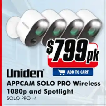 The Good Guys Uniden - APPCAM Solo Pro Wireless 1080p and Spotlight - SOLO PRO-4 offer