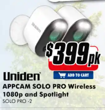 The Good Guys Uniden - Appcam Solo Pro Wireless 1080p and Spotlight - SOLO PRO-2 offer