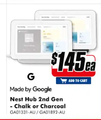 The Good Guys Google Nest Hub 2nd Gen - Chalk or Charcoal offer