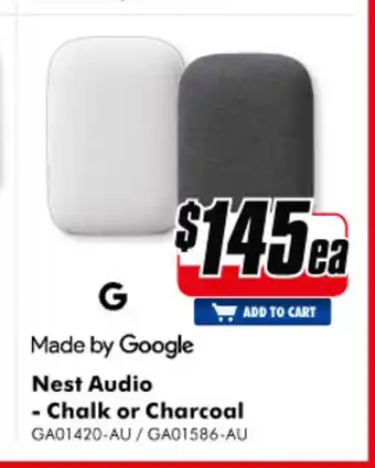 The Good Guys Google Nest Audio - Chalk or Charcoal offer