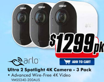 The Good Guys Arlo - Ultra 2 Spotlight 4K Camera - 3 Pack offer