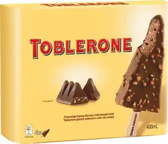 Woolworths Toblerone Sticks 400ml Pk 4 offer