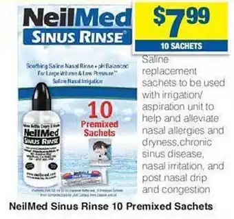 Neilmed sinus rinse 10 premixed sachets